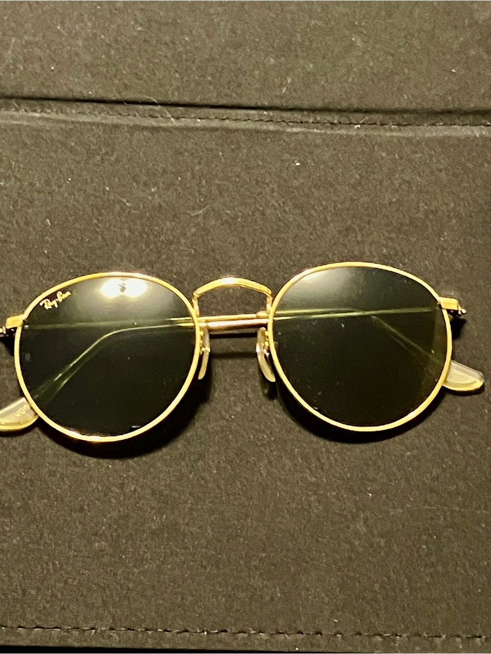 RAY BAN ICONIC ROUND GLASS GOLD FRAME SUNGLASSES VTG FANTASTIC CONDITION